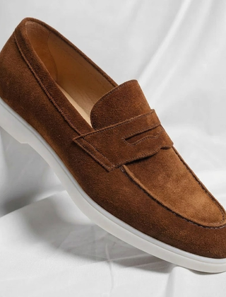 Men's Suede Penny Loafers Classic Slip-On Casual Stylish Everyday Footwear