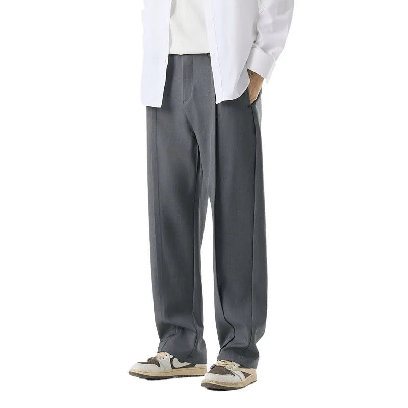 Men's Tailored Pleated Pants Relaxed Fit Smart-Casual Office