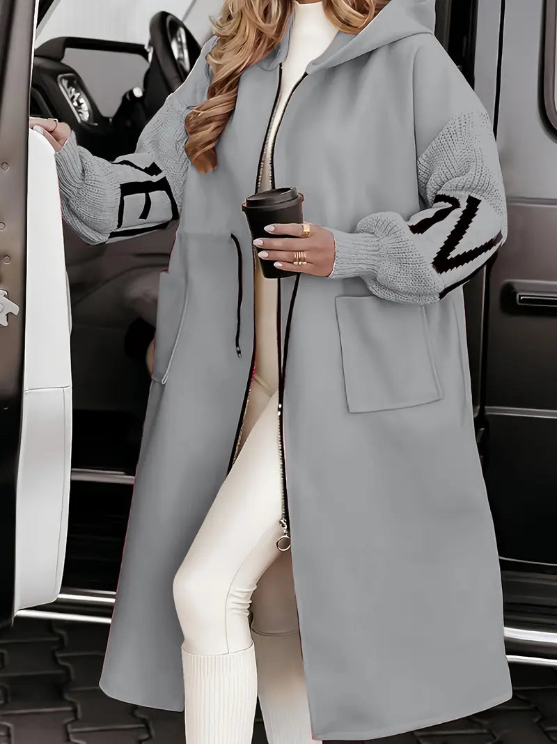Women's Elegant Hooded Coatigan Open Front Long Sleeve Stylish Layering