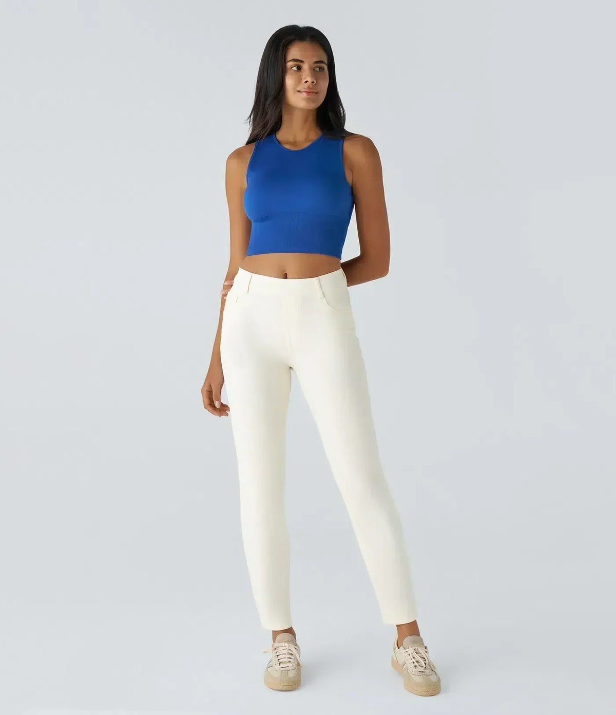 Women's High-Waisted Elastic Pants Stretchy Fit Everyday Casual Wear