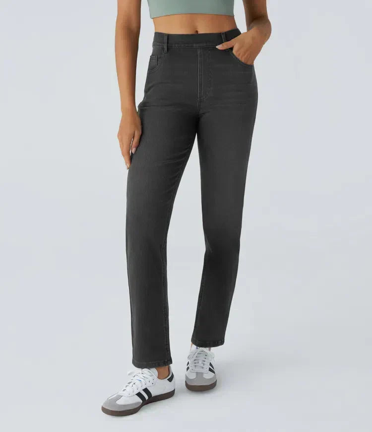 Women's High-Waisted Elastic Pants Stretchy Fit Everyday Casual Wear