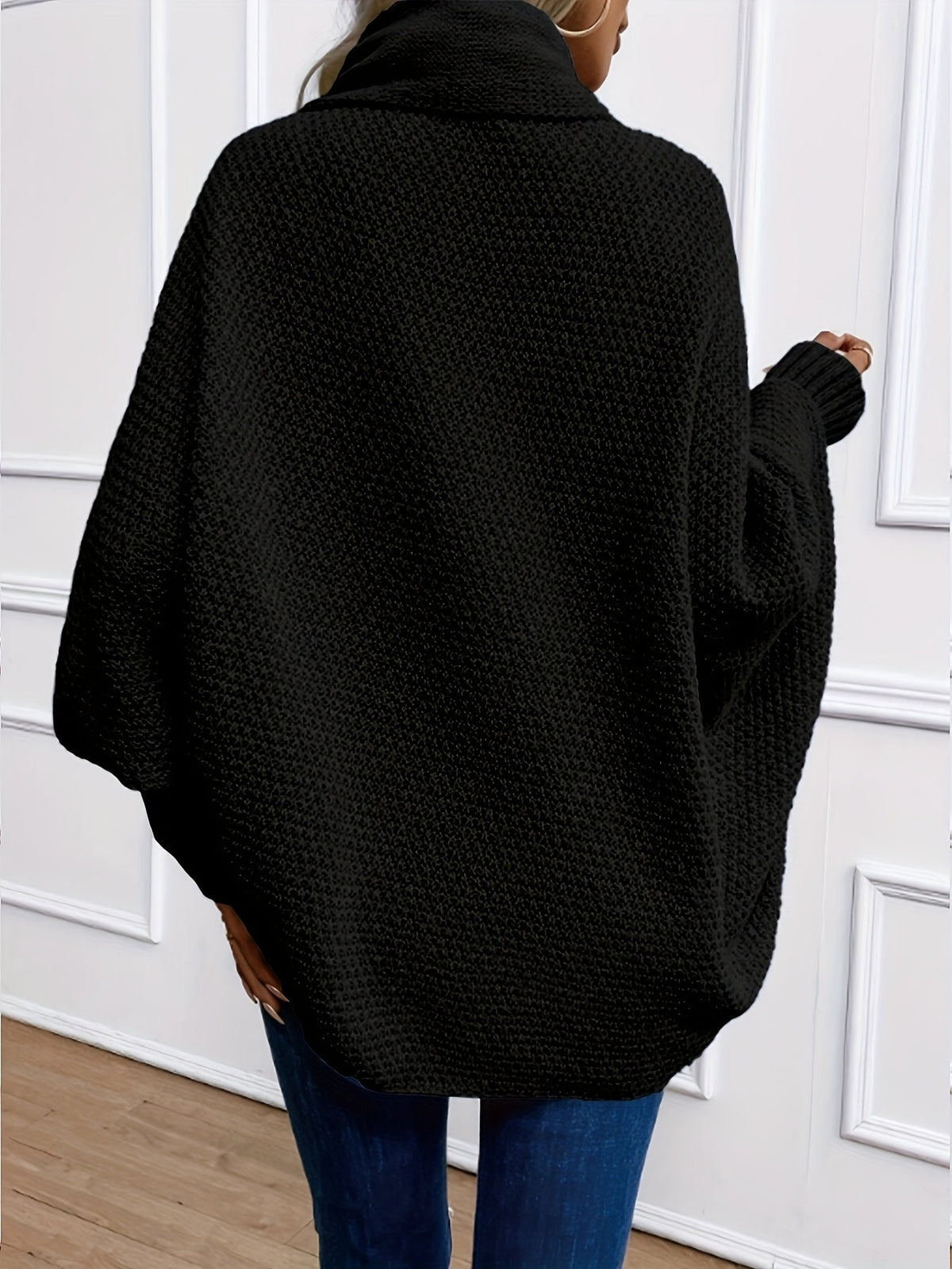 Women's Oversized Knit Cardigan Shawl Collar Dolman Sleeve Relaxed Style