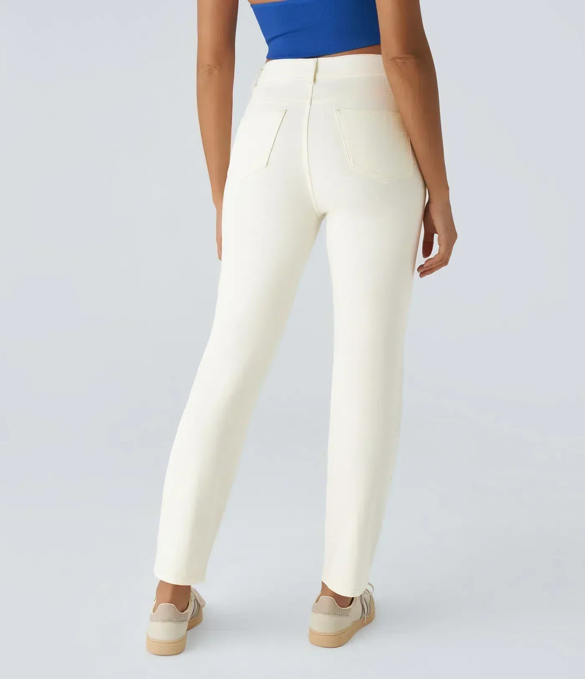 Women's High-Waisted Elastic Pants Stretchy Fit Everyday Casual Wear