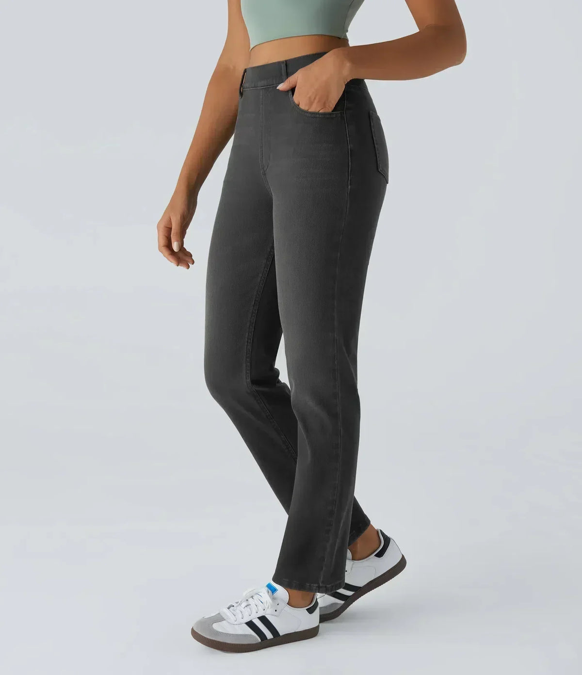 Women's High-Waisted Elastic Pants Stretchy Fit Everyday Casual Wear