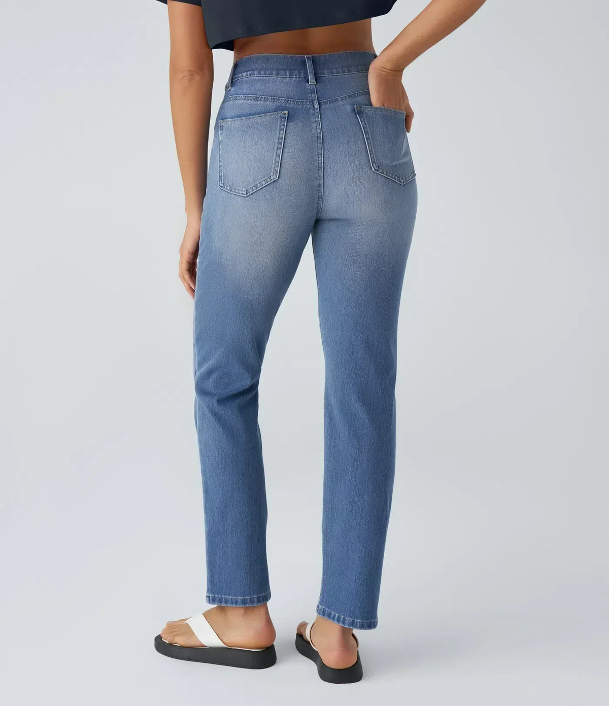 Women's High-Waisted Elastic Pants Stretchy Fit Everyday Casual Wear