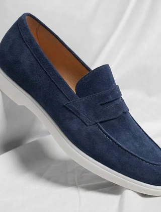 Men's Suede Penny Loafers Classic Slip-On Casual Stylish Everyday Footwear