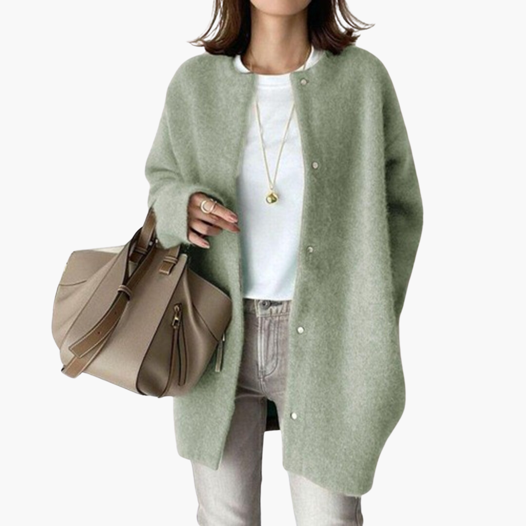 Women's Stylish Winter Coat Tailored Fit Long Sleeve Button Closure Elegant