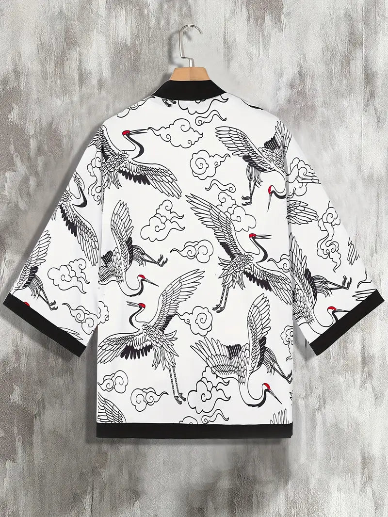 Men's Kimono Cardigan Open Front Relaxed Fit Casual Layering