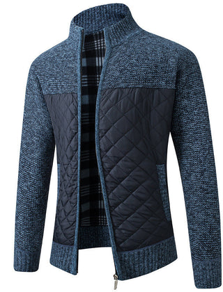 Men's Cardigan Jacket Stand-Up Collar Front Pockets Casual Layering