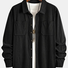 Men's Long-Sleeve Overshirt Button-Up Pocketed Casual Everyday Style