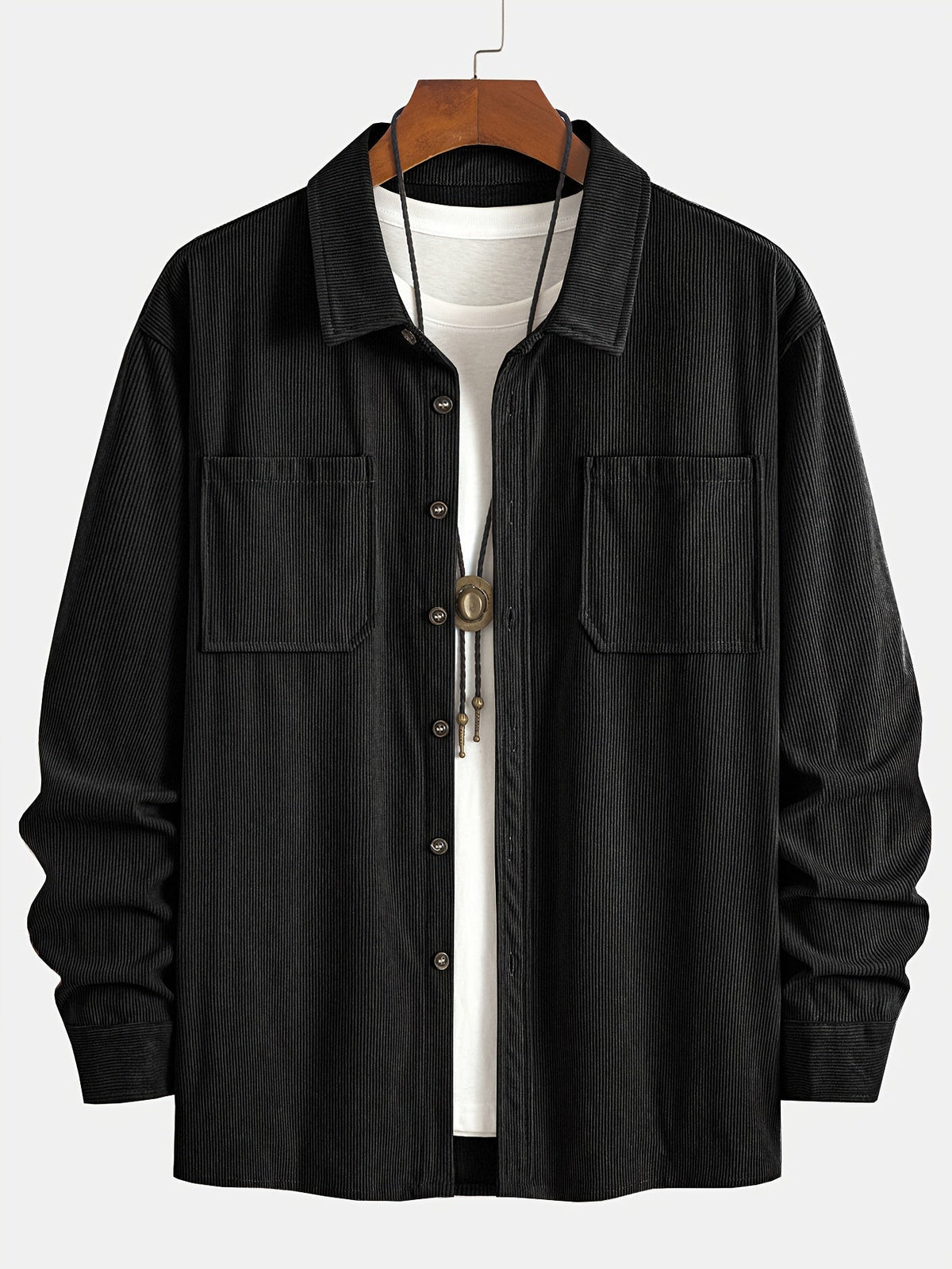 Men's Long-Sleeve Overshirt Button-Up Pocketed Casual Everyday Style