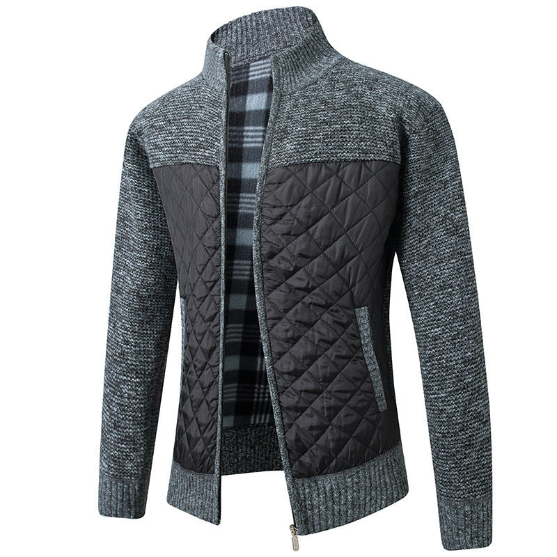 Men's Cardigan Jacket Stand-Up Collar Front Pockets Casual Layering