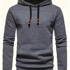 Men's Casual Waffle-Knit Hoodie Long Sleeve Relaxed Fit Everyday Wear