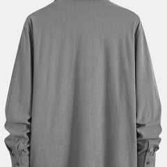 Men's Long-Sleeve Overshirt Button-Up Pocketed Casual Everyday Style
