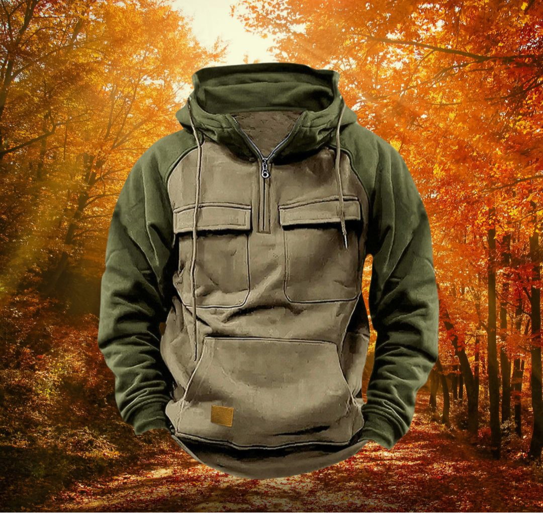 Men's Practical Winter Hoodie Adjustable Fit Zip Front Casual Outdoor