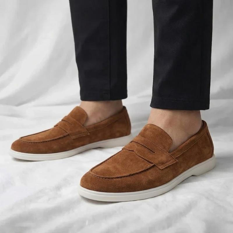 Men's Suede Penny Loafers Classic Slip-On Casual Stylish Everyday Footwear