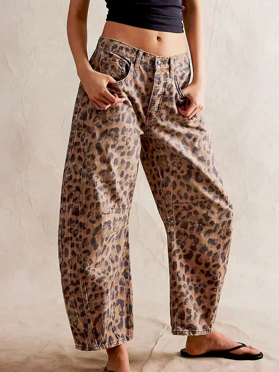 Women's Chic Barrel Jeans High-Waisted Relaxed Fit Casual Everyday Wear
