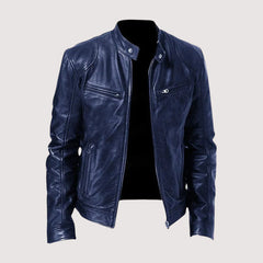 Men's Casual Leather Jacket Slim Fit Zip Front Classic Everyday Wear
