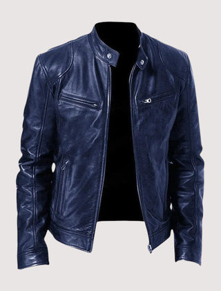 Men's Casual Leather Jacket Slim Fit Zip Front Classic Everyday Wear