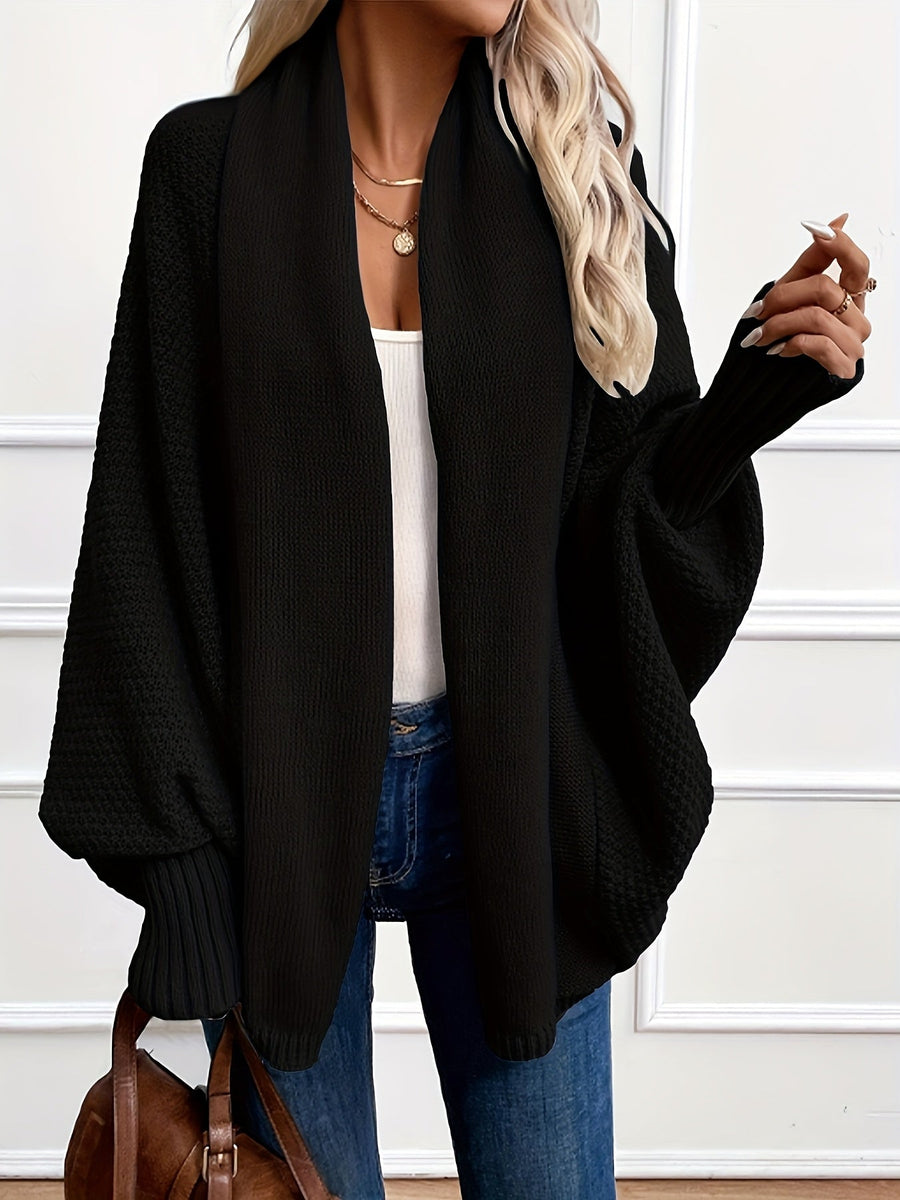 Women's Oversized Knit Cardigan Shawl Collar Dolman Sleeve Relaxed Style