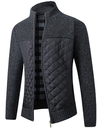 Men's Cardigan Jacket Stand-Up Collar Front Pockets Casual Layering