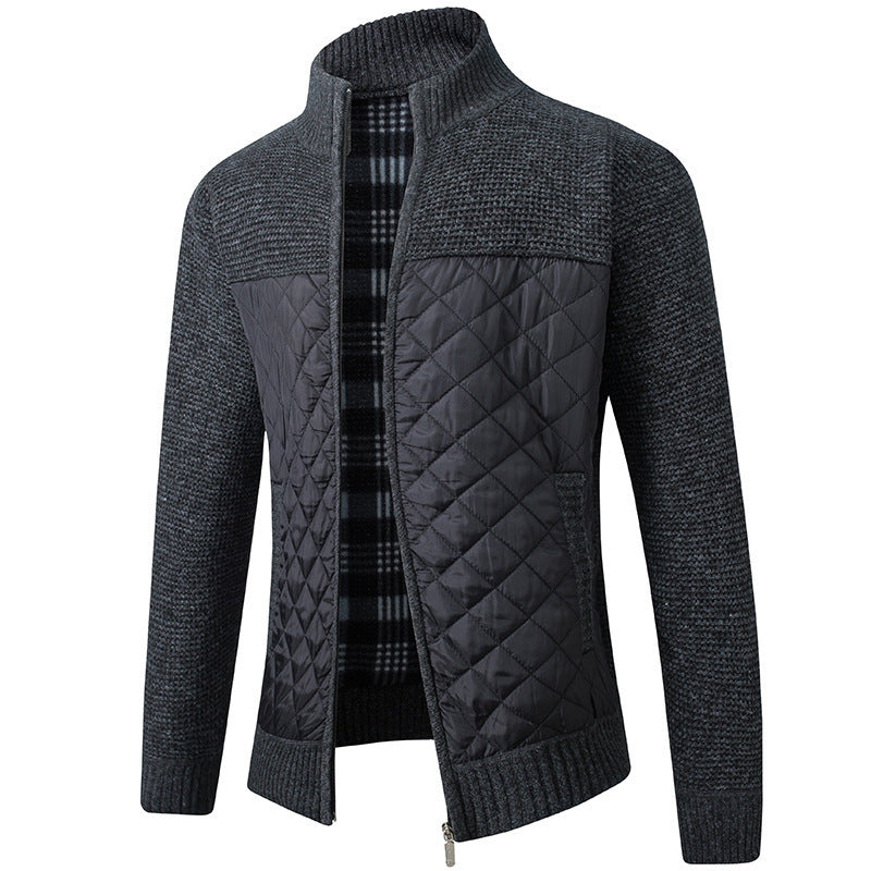 Men's Cardigan Jacket Stand-Up Collar Front Pockets Casual Layering