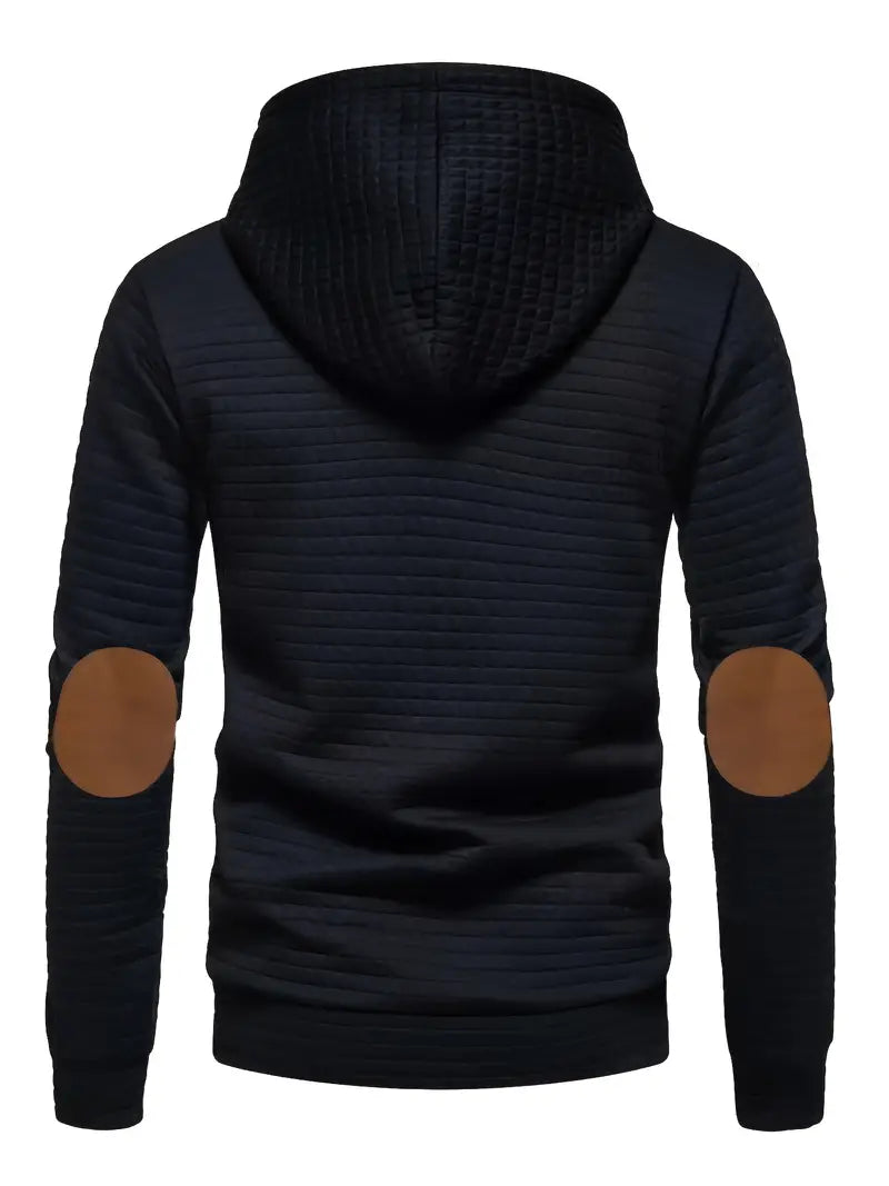 Men's Casual Waffle-Knit Hoodie Long Sleeve Relaxed Fit Everyday Wear