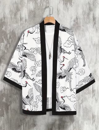 Men's Kimono Cardigan Open Front Relaxed Fit Casual Layering