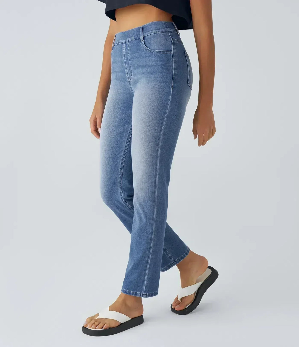 Women's High-Waisted Elastic Pants Stretchy Fit Everyday Casual Wear