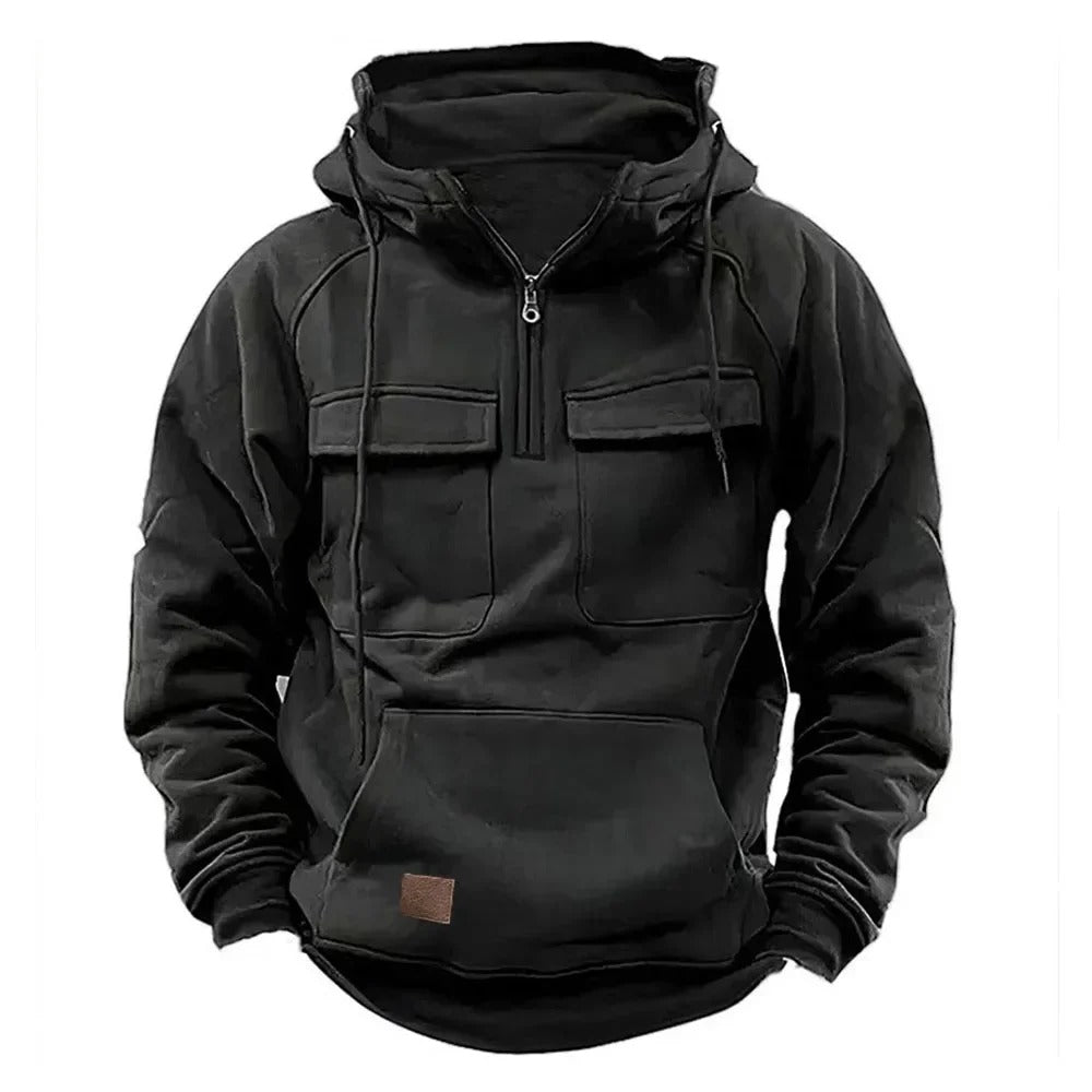 Men's Tactical Hoodie Relaxed Fit Long Sleeve Adjustable Hood Outdoor Performance