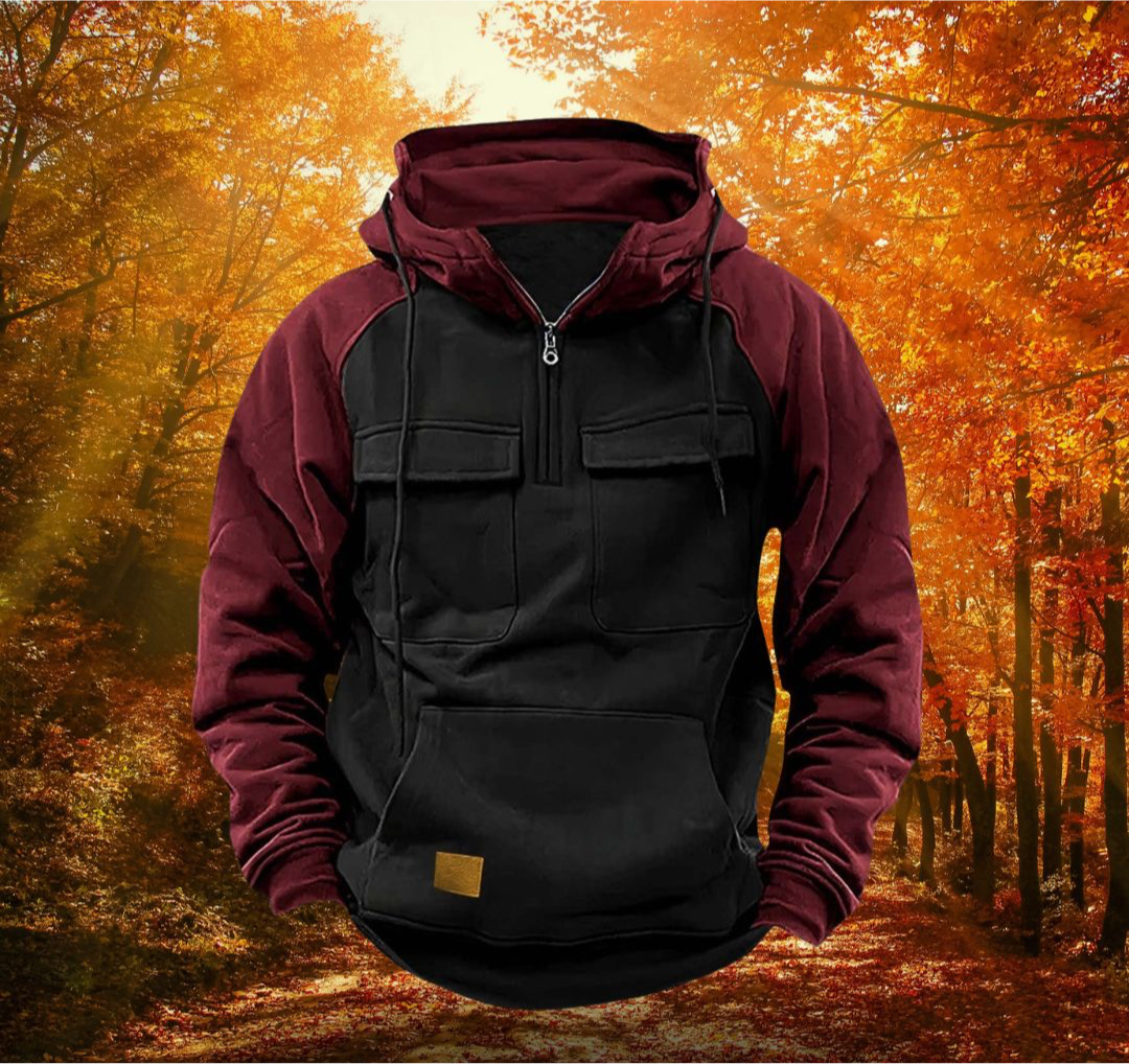 Men's Practical Winter Hoodie Adjustable Fit Zip Front Casual Outdoor