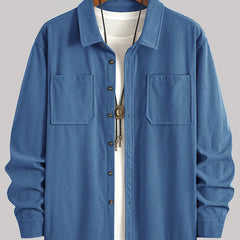 Men's Long-Sleeve Overshirt Button-Up Pocketed Casual Everyday Style