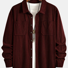 Men's Long-Sleeve Overshirt Button-Up Pocketed Casual Everyday Style