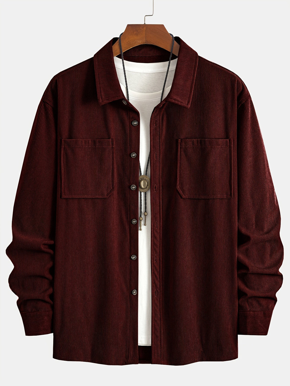 Men's Long-Sleeve Overshirt Button-Up Pocketed Casual Everyday Style