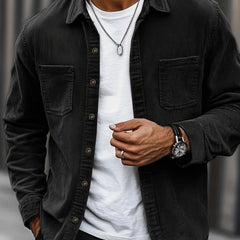 Men's Long-Sleeve Overshirt Button-Up Pocketed Casual Everyday Style