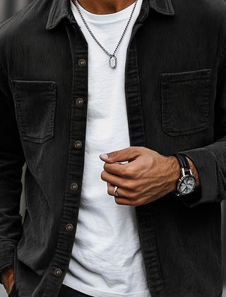 Men's Long-Sleeve Overshirt Button-Up Pocketed Casual Everyday Style