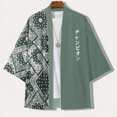 Men's Kimono Cardigan Open Front Relaxed Fit Casual Layering