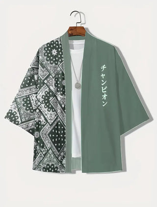 Men's Kimono Cardigan Open Front Relaxed Fit Casual Layering
