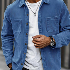 Men's Long-Sleeve Overshirt Button-Up Pocketed Casual Everyday Style