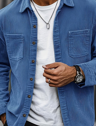 Men's Long-Sleeve Overshirt Button-Up Pocketed Casual Everyday Style