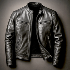 Men's Biker Jacket Fitted Design Asymmetrical Zip Long Sleeve Stylish Casual