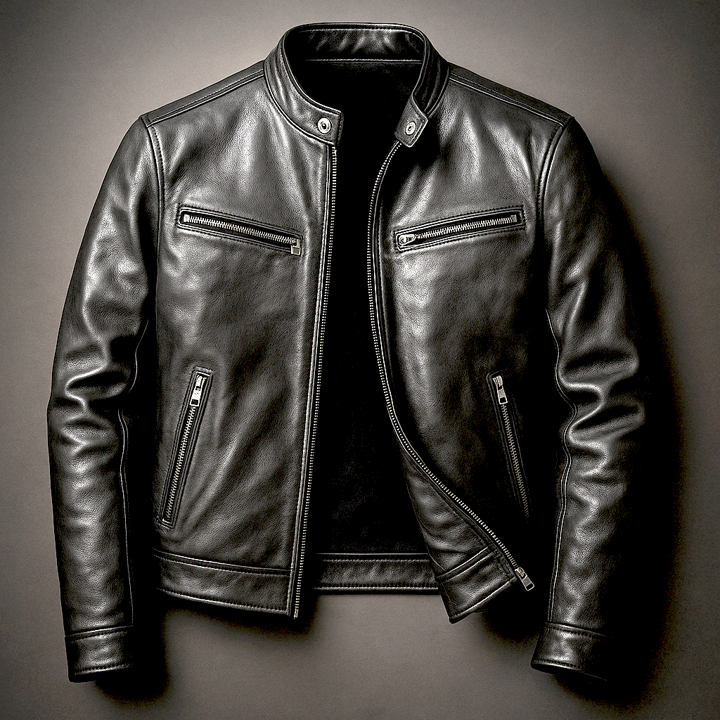 Men's Biker Jacket Fitted Design Asymmetrical Zip Long Sleeve Stylish Casual