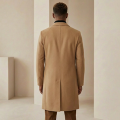Men's Tailored Overcoat Structured Fit Long Sleeve Notched Collar Classic Styling