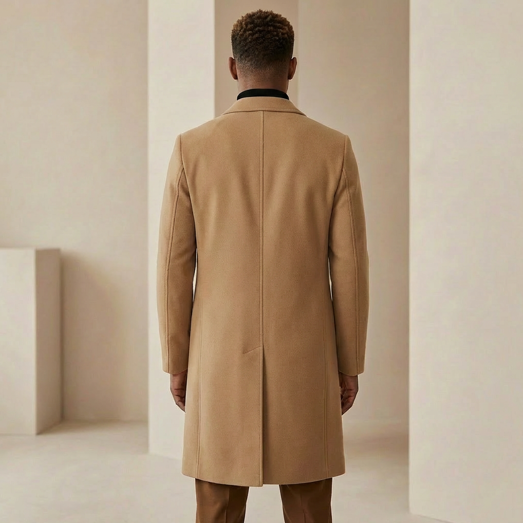 Men's Tailored Overcoat Structured Fit Long Sleeve Notched Collar Classic Styling