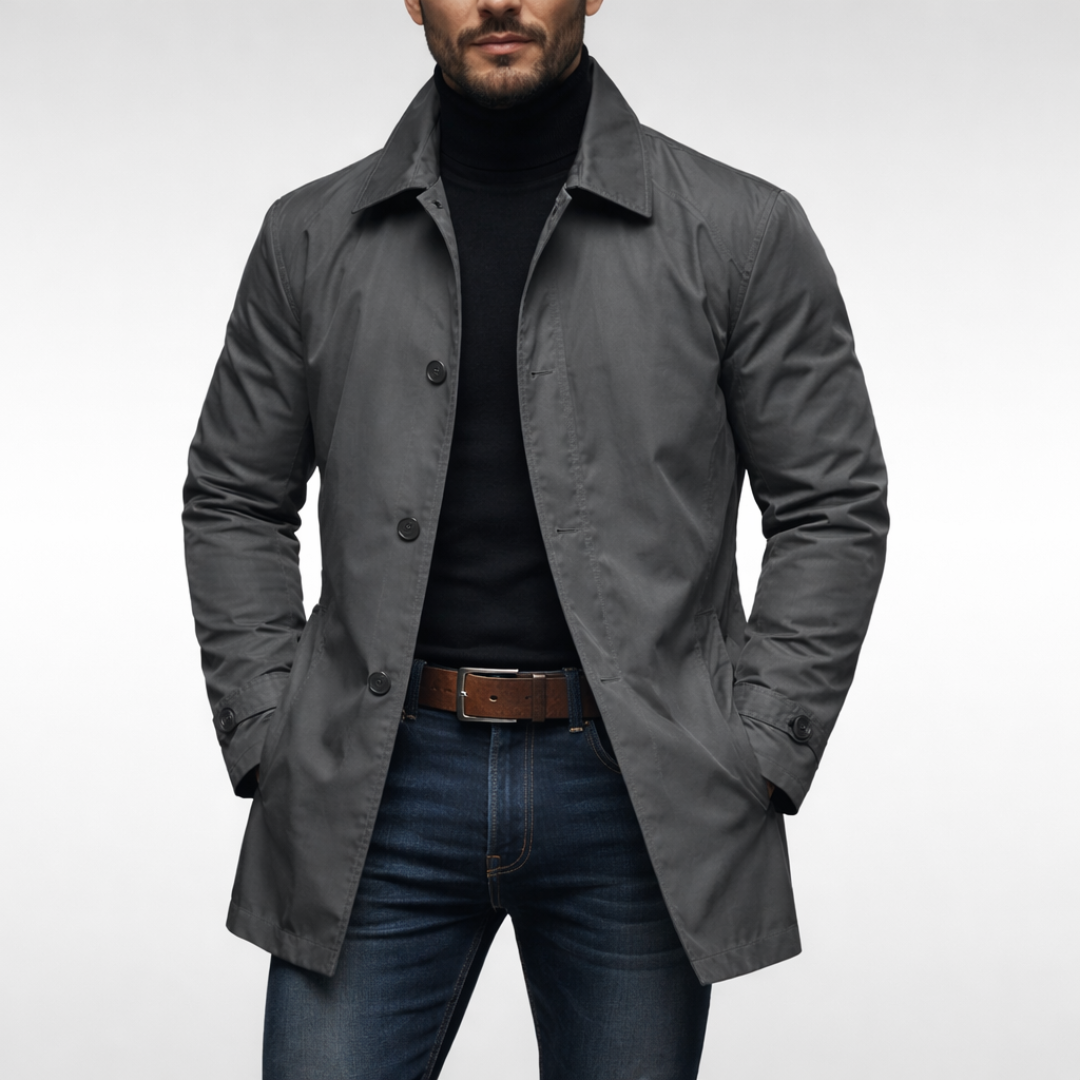 Men's Stylish Overcoat Weather-Resistant Tailored Fit Classic Design