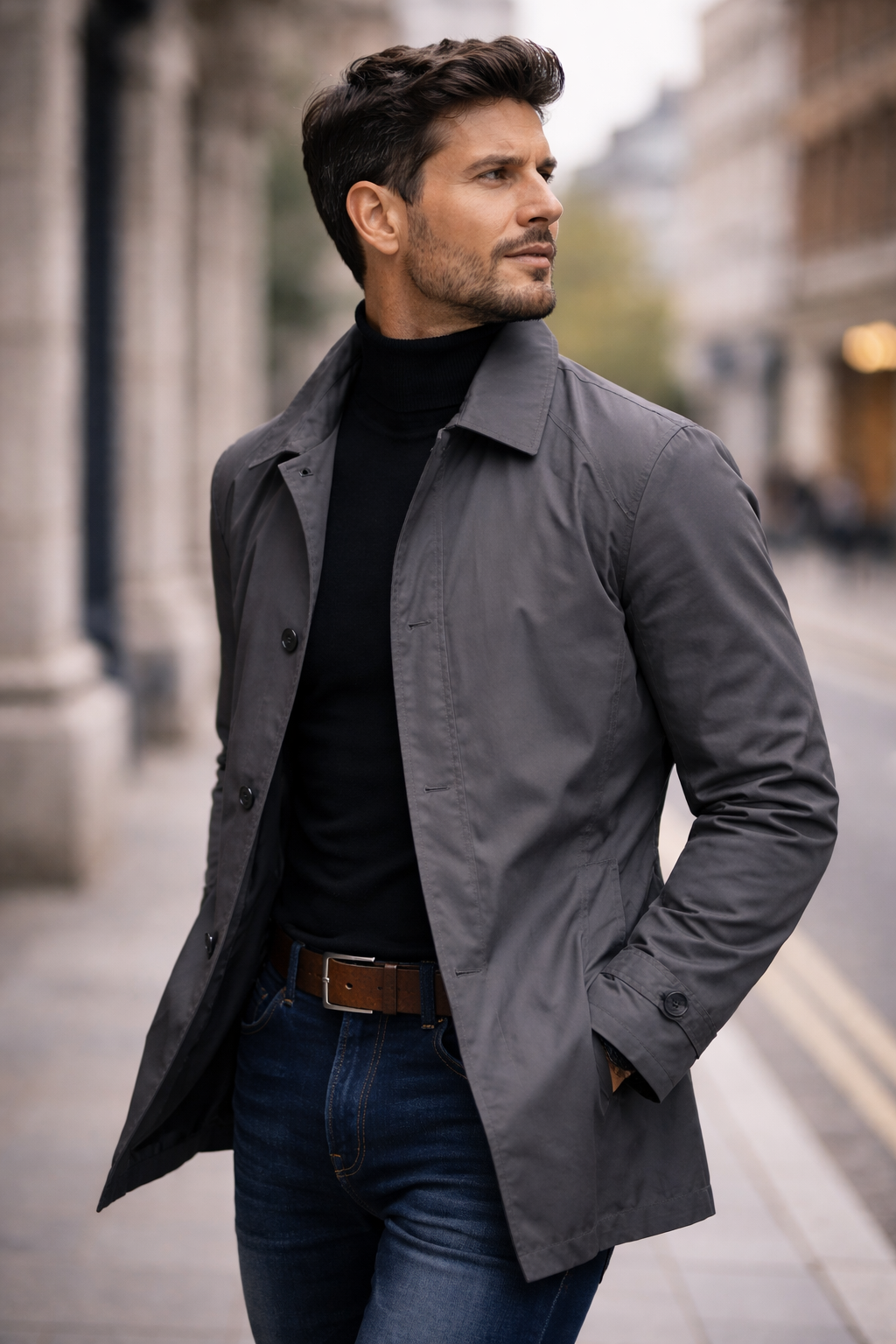 Men's Stylish Overcoat Weather-Resistant Tailored Fit Classic Design