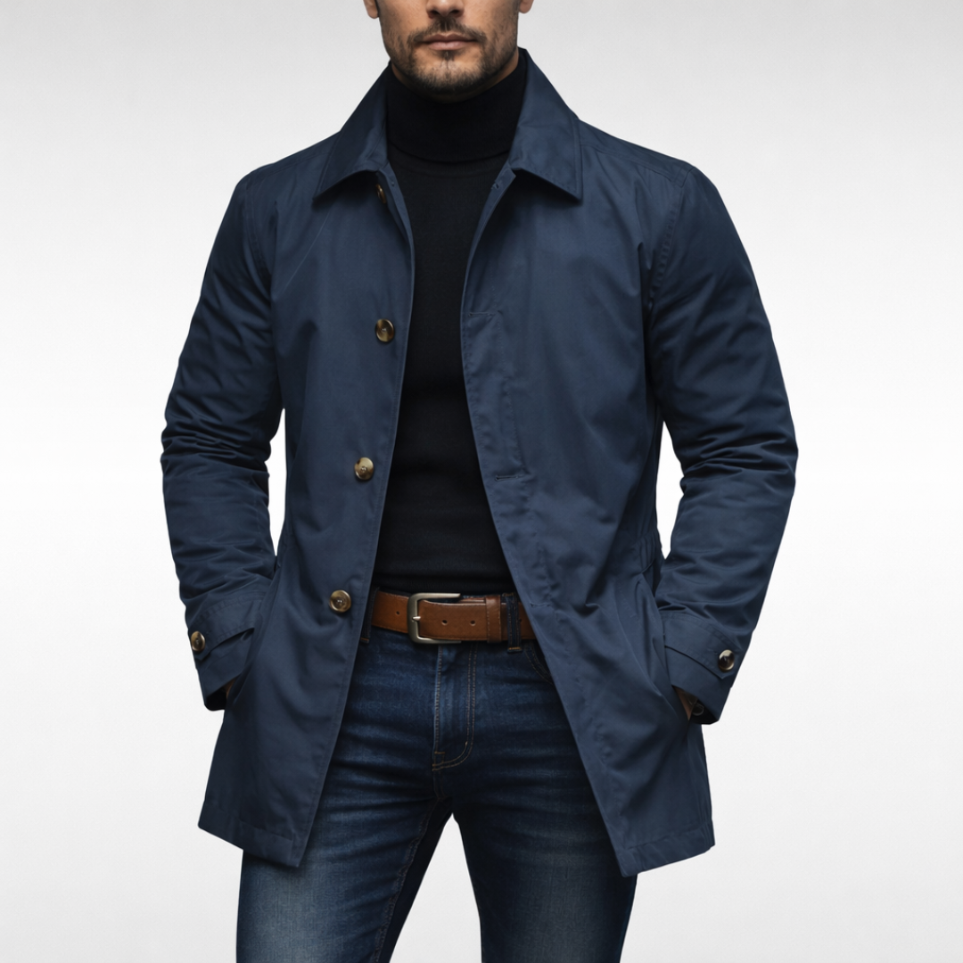 Men's Stylish Overcoat Weather-Resistant Tailored Fit Classic Design