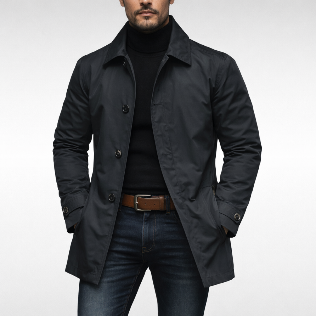 Men's Stylish Overcoat Weather-Resistant Tailored Fit Classic Design