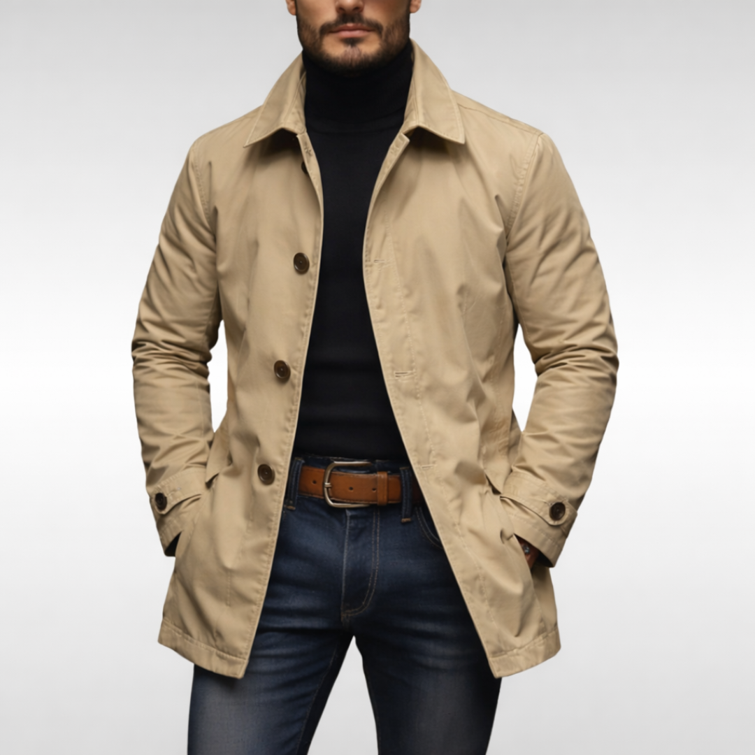 Men's Stylish Overcoat Weather-Resistant Tailored Fit Classic Design