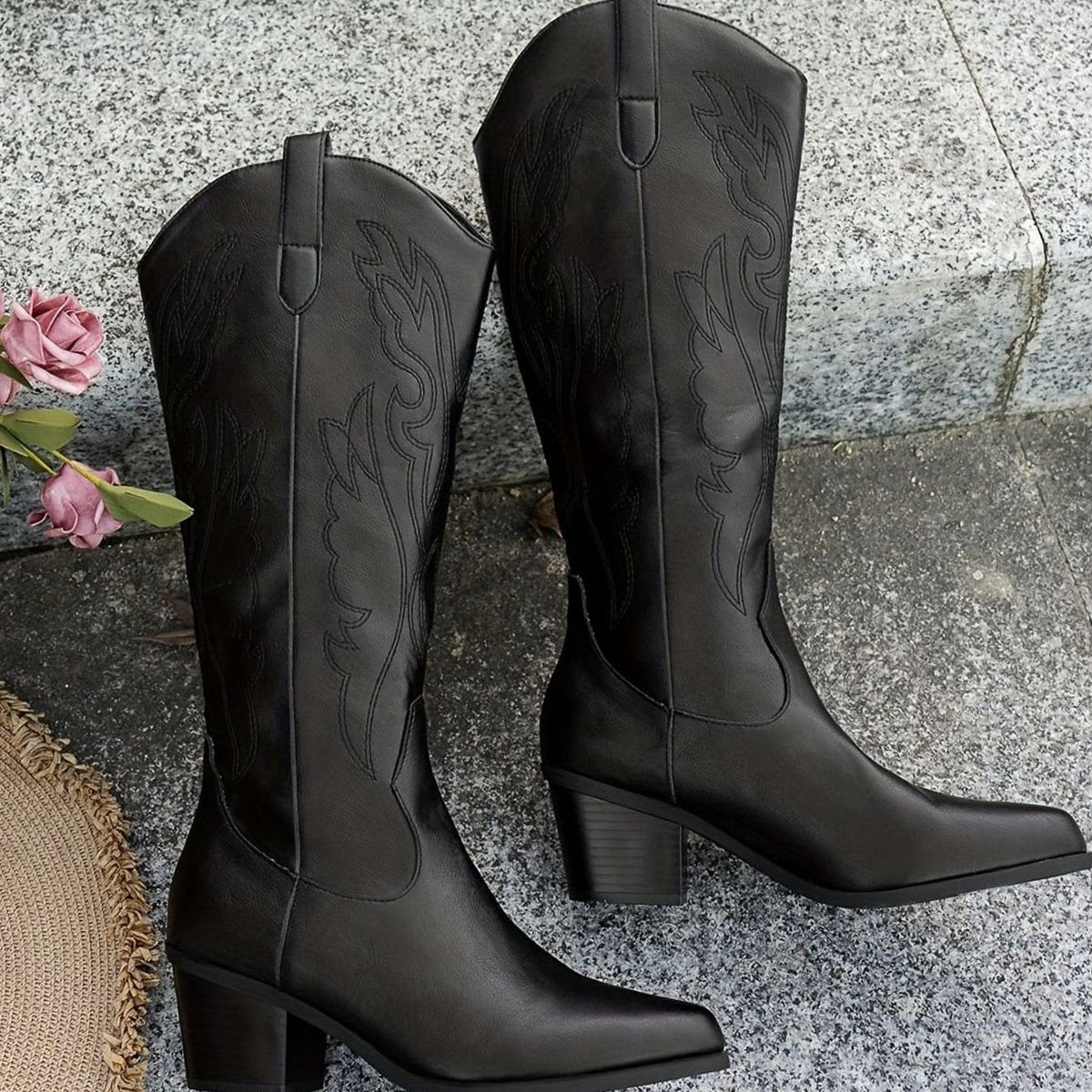 Women's Western Style Knee High Cowboy Boots Classic Design Everyday Fashion